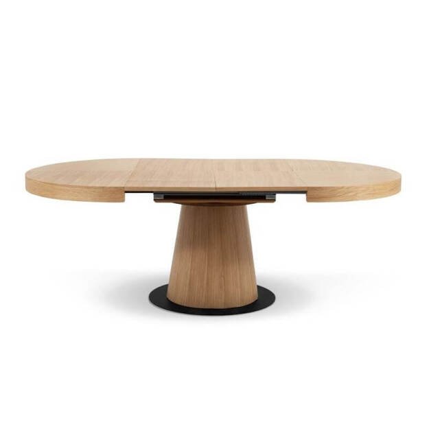 Apvalus išskleidžiamas valgomojo stalas su metaline baze ir ąžuolo faneruote dengta koja ( tik stalas ) 2