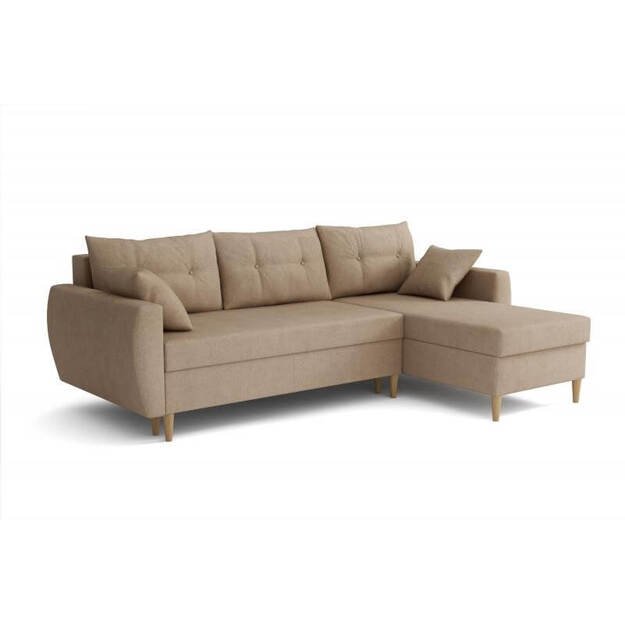 Minkštas kampas ROMEO – kompaktiška kampinė sofa su miego funkcija ir patalynės dėže