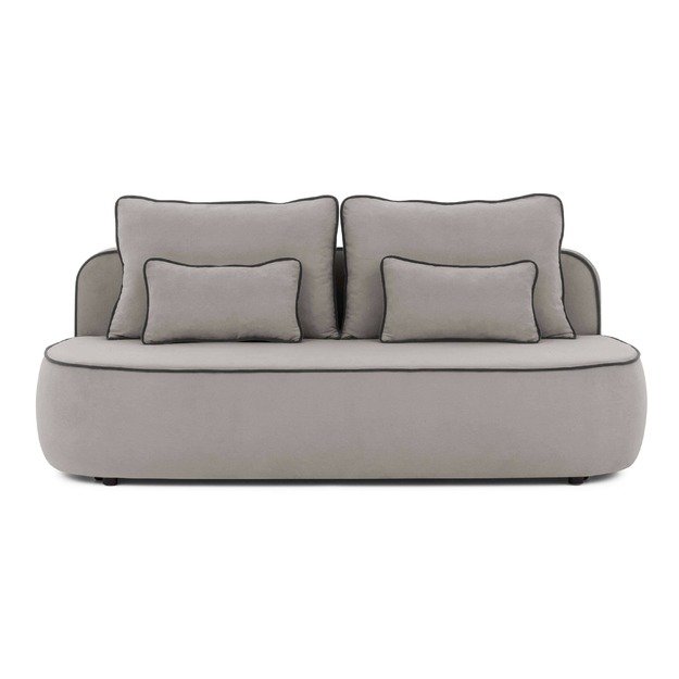 Trivietė sofa Saga – su miego funkcija, patalynės dėže ir dekoratyvinėmis pagalvėlėmis