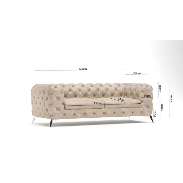 2,5 vietos sofa Chelsea - platesnė sėdimoji dalis, aukštos kojelės, banguotos spyruoklės 4